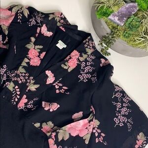 Anthropologie x Odille Kimono Short sleeve Cherry Blossom shirt blouse 6